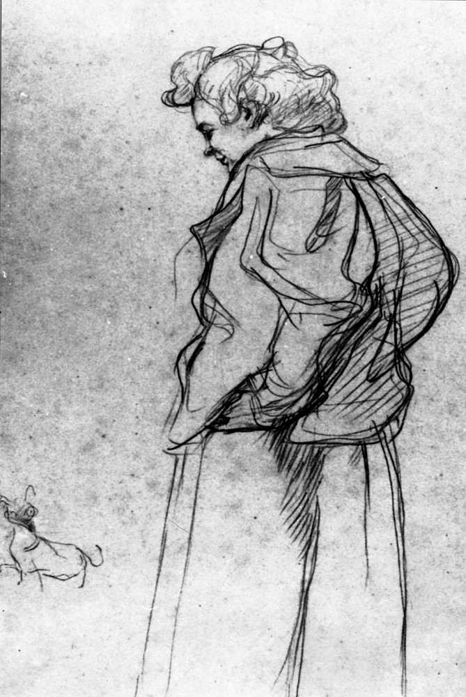 Madame Palmyre with Her Dog (1897) – Henri de Toulouse-Lautrec Tablo