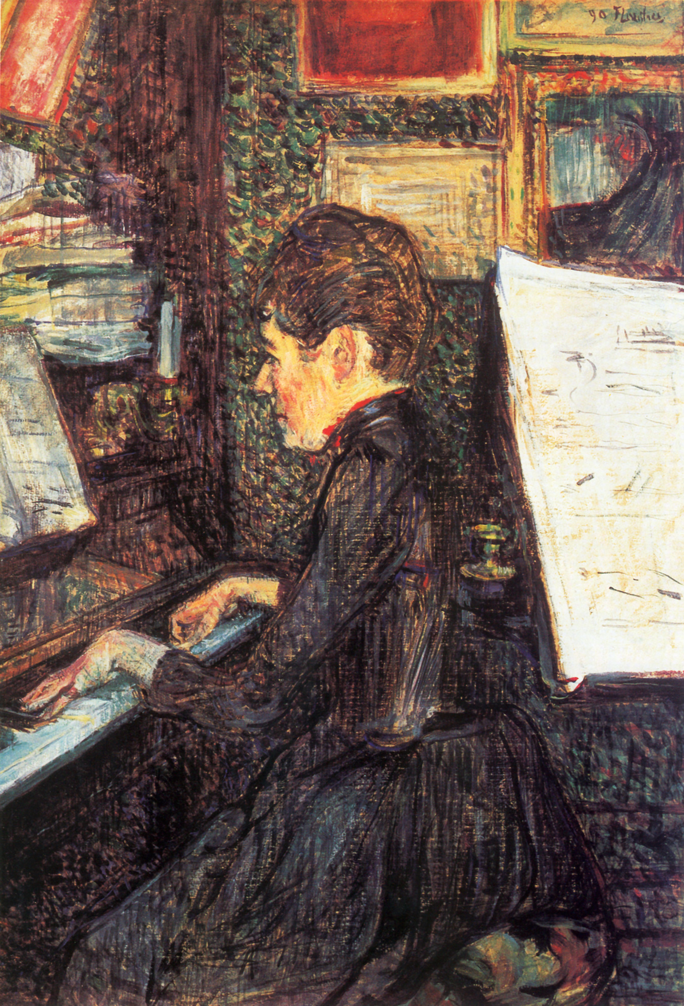 Mademoiselle Dihau at the Piano (1890) – Henri de Toulouse-Lautrec Tablo