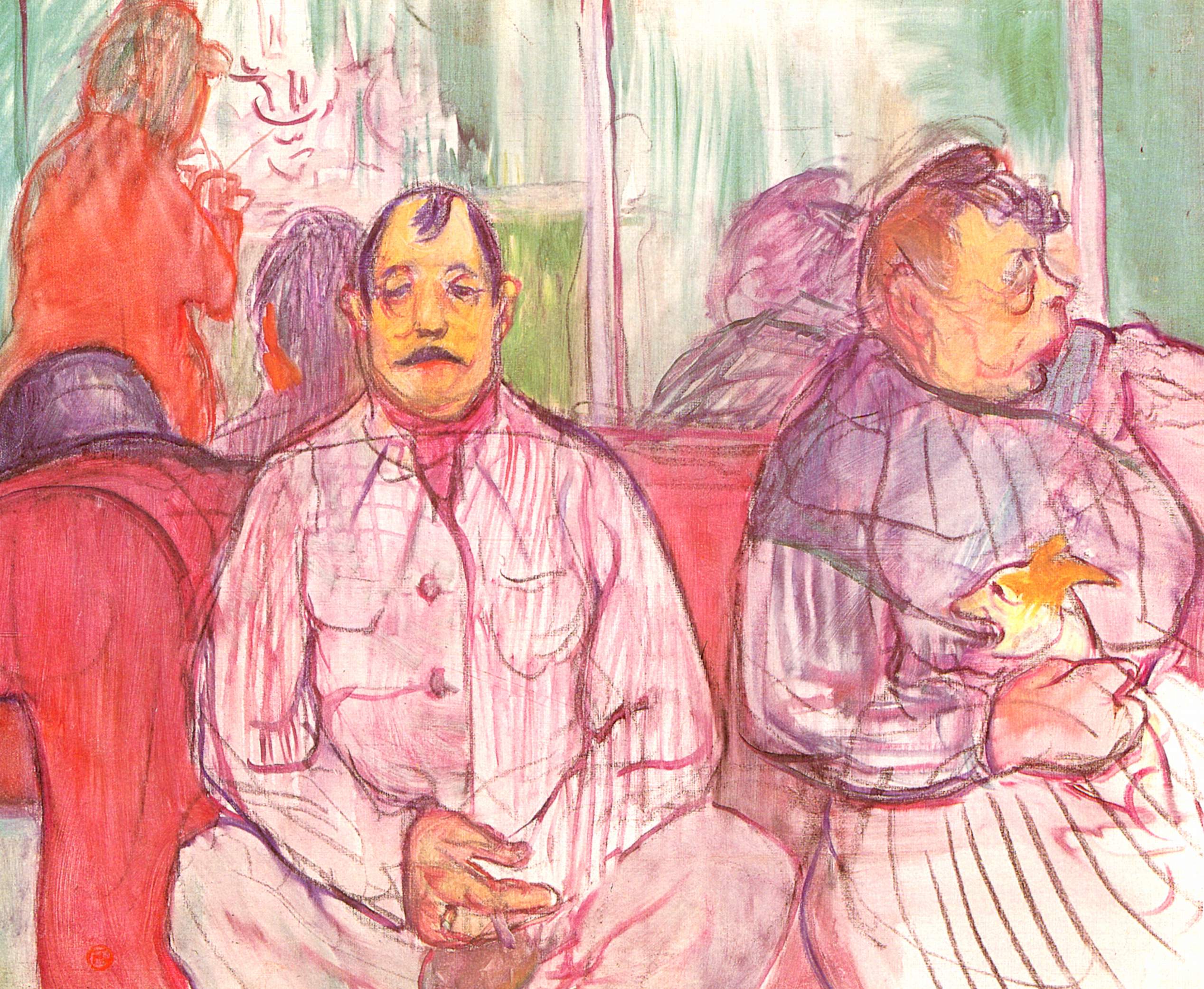 Monsieur, Madame and the Dog (Coupled brothel keepers) (1894) – Henri de Toulouse-Lautrec Tablo