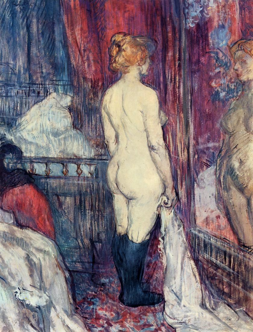 Nude Standing before a Mirror (1897) – Henri de Toulouse-Lautrec Tablo