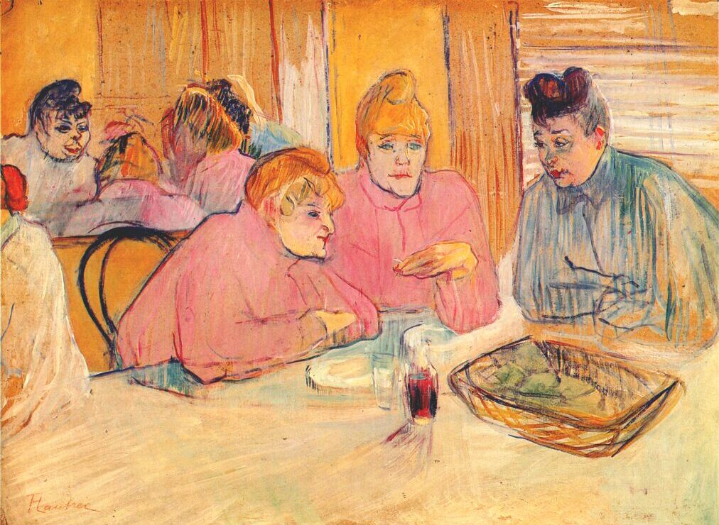 Prostitutes Around a Dinner Table (1893) Henri de Toulouse-Lautrec tablo - Dekolata