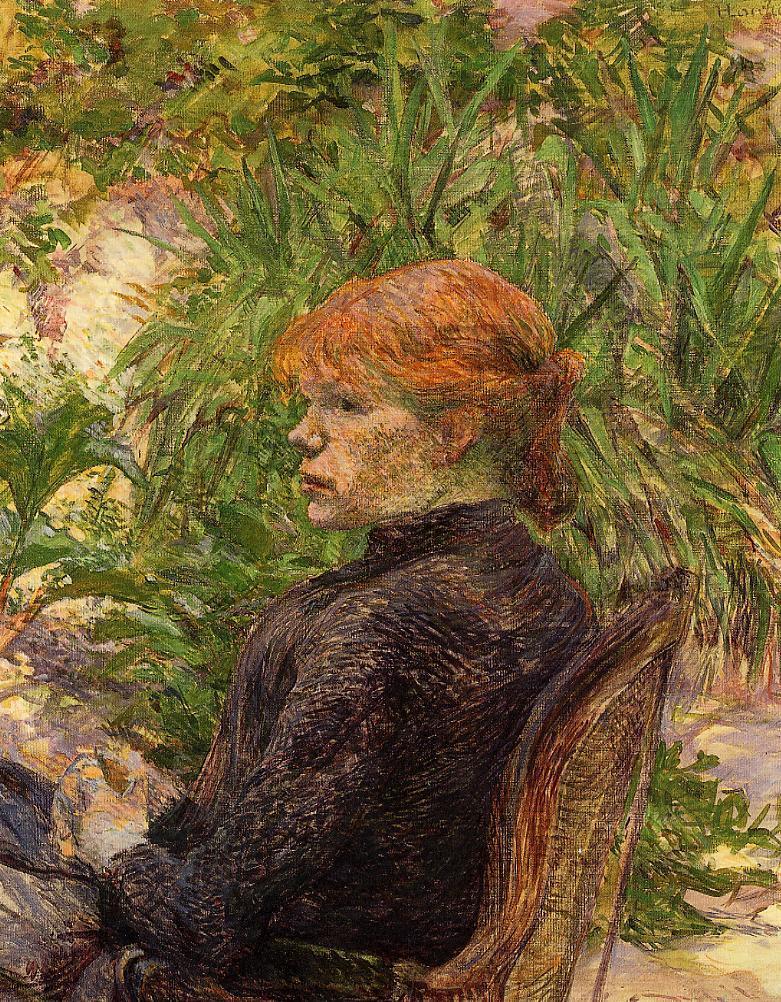 Red Haired Woman Seated in the Garden of M. Forest (1889) – Henri de Toulouse-Lautrec Tablo