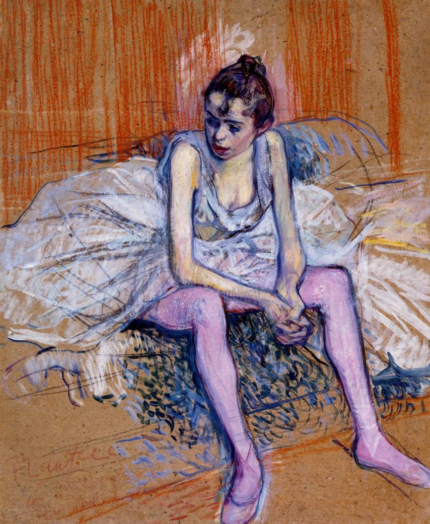 Seated Dancer in Pink Tights (1890) Henri de Toulouse-Lautrec tablo - Dekolata