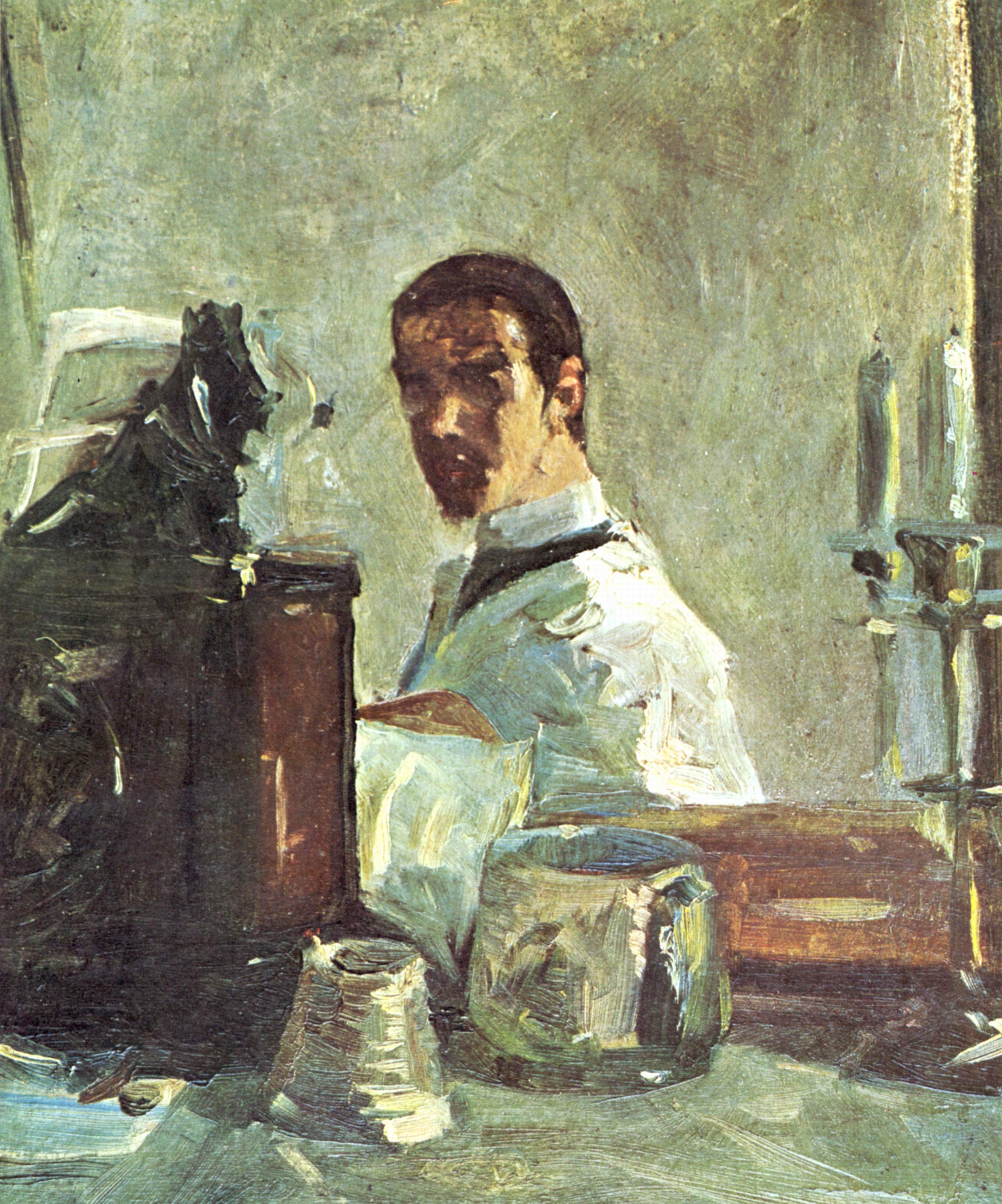 Self portrait in front of a mirror (1882) Henri de Toulouse-Lautrec tablo - Dekolata