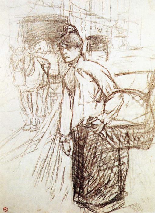 Study for the Laundress (1888) Henri de Toulouse-Lautrec tablo - Dekolata