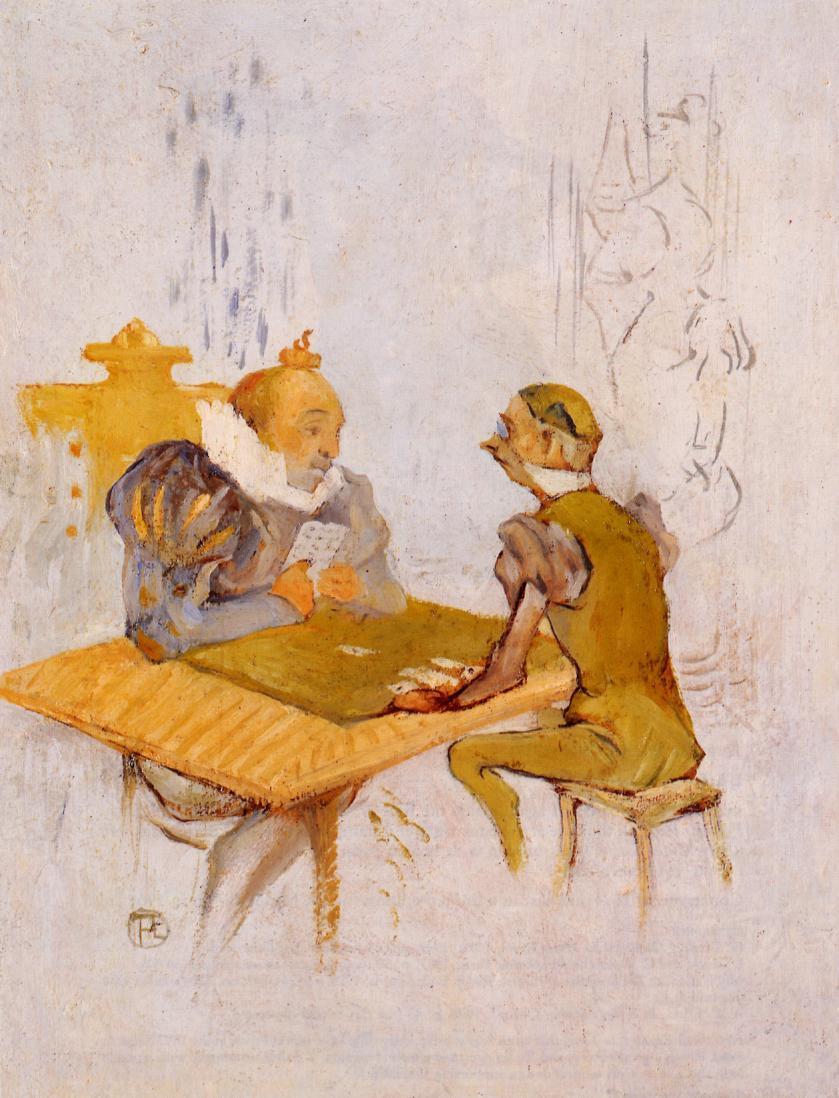 The Beauty and the Beast The Bezique (1895) Henri de Toulouse-Lautrec tablo - Dekolata