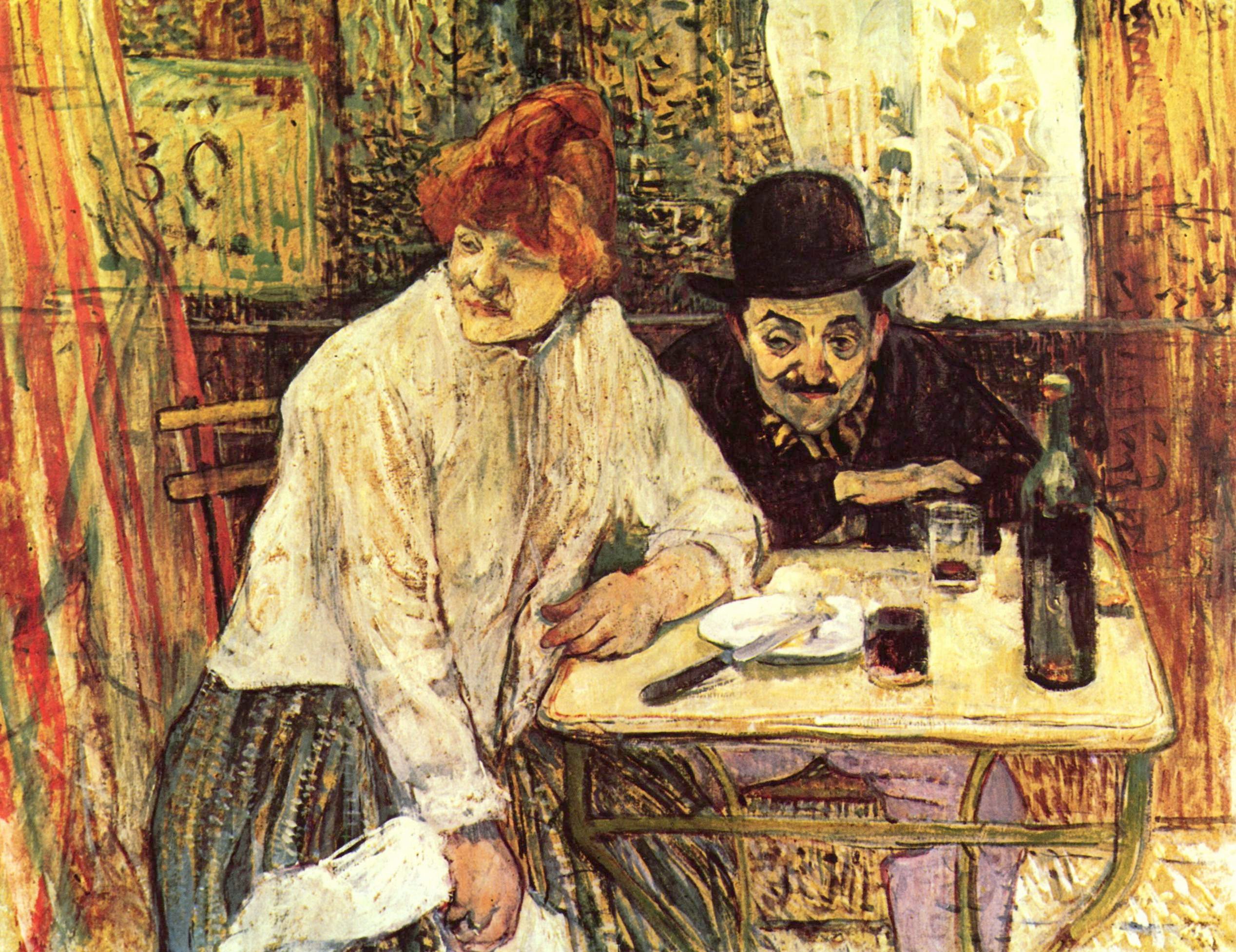 The Last Crumbs (In The Restaurant La Mie) (1891) Henri de Toulouse-Lautrec tablo - Dekolata
