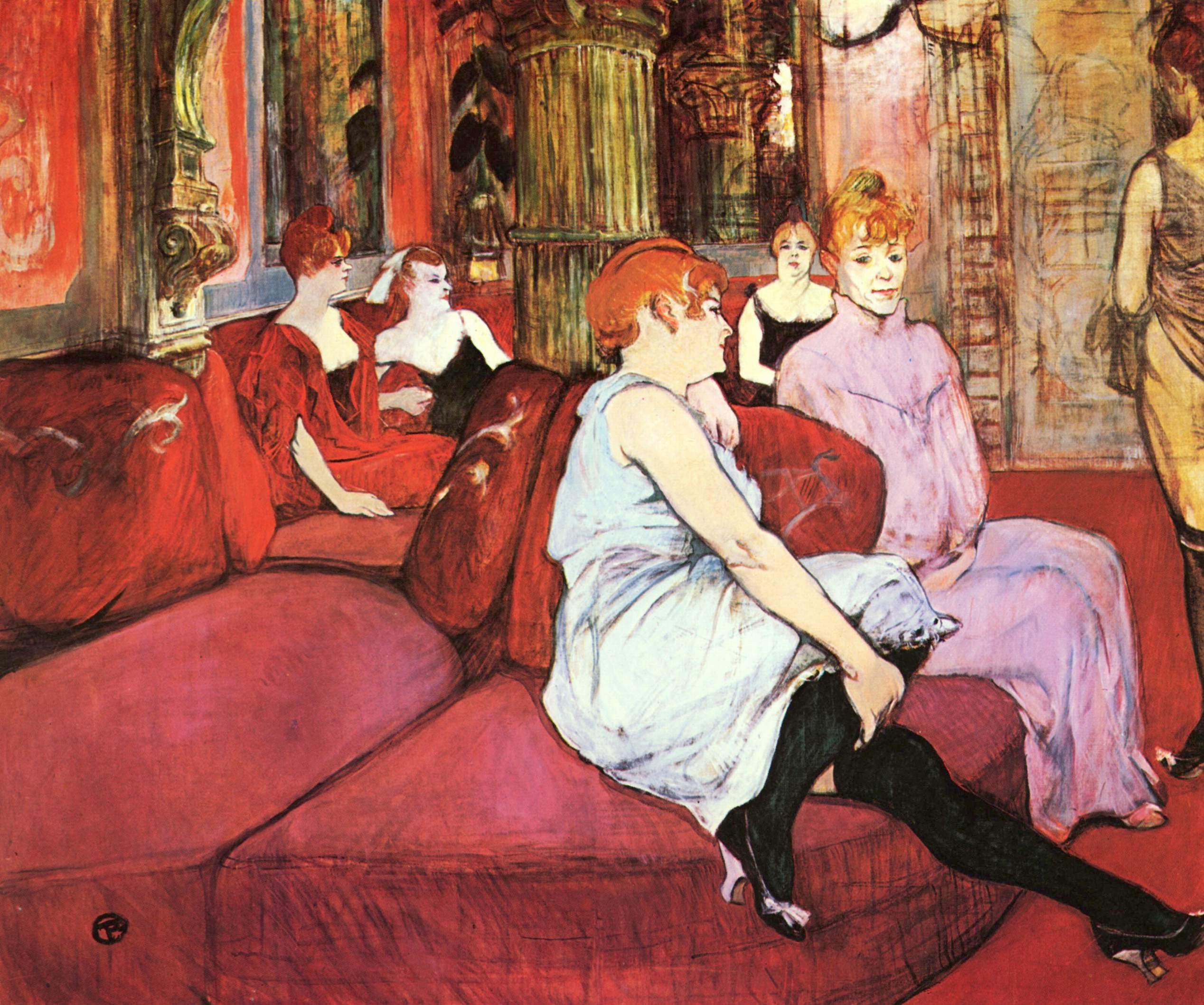 The Salon de la Rue des Moulins (1894) Henri de Toulouse-Lautrec tablo - Dekolata
