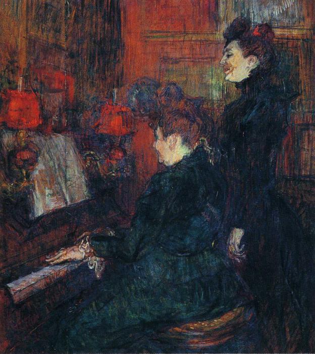 The Singing Lesson. (The Teacher, Mlle.Dihau, with Mme.Faveraud) (1898) Henri de Toulouse-Lautrec tablo - Dekolata