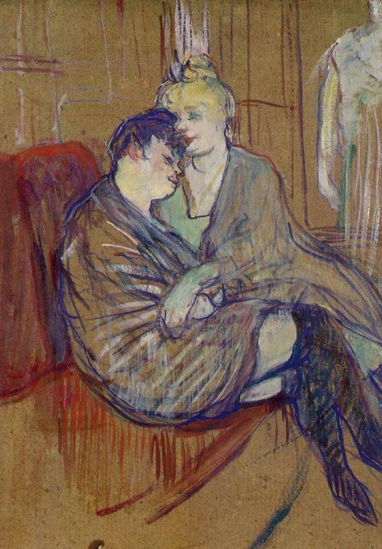 The Two Girlfriends (1894) Henri de Toulouse-Lautrec tablo - Dekolata