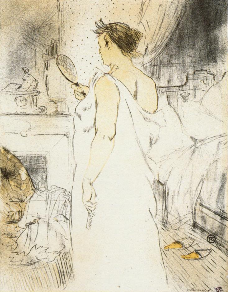 They Woman Looking into a Hand Held Mirror (1896) Henri de Toulouse-Lautrec tablo - Dekolata