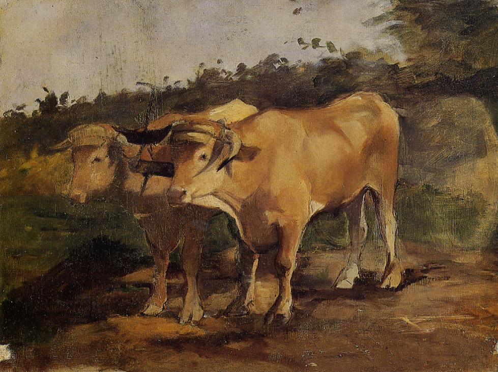 Two Bulls Wearing a Yoke (1881) Henri de Toulouse-Lautrec tablo - Dekolata