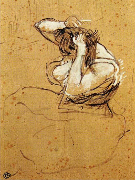 Woman Brushing Her Hair Henri de Toulouse-Lautrec tablo - Dekolata