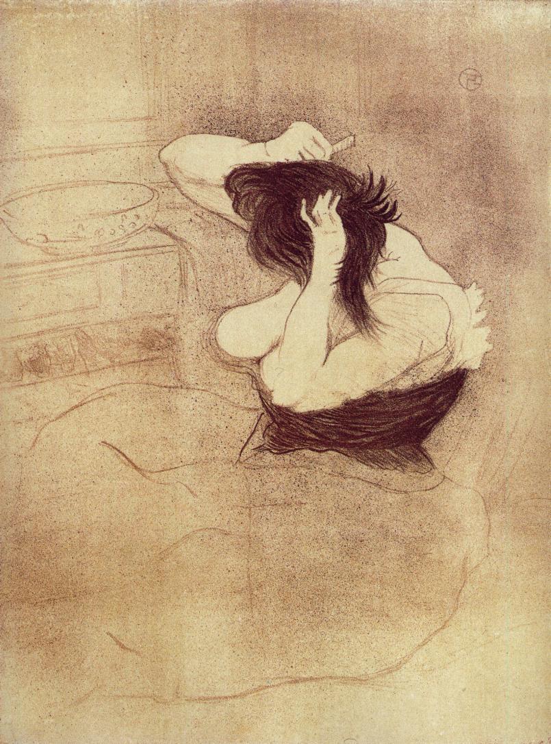 Woman Combing Her Hair (1896) Henri de Toulouse-Lautrec tablo - Dekolata