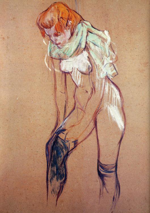 Woman Putting on Her Stocking (1894) – Henri de Toulouse-Lautrec Tablo