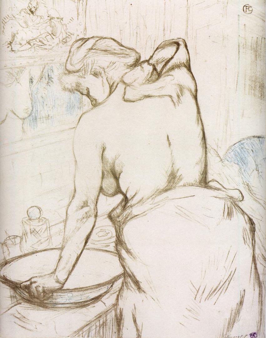 Woman at Her Toilette them, Washing Herself (1896) – Henri de Toulouse-Lautrec Tablo
