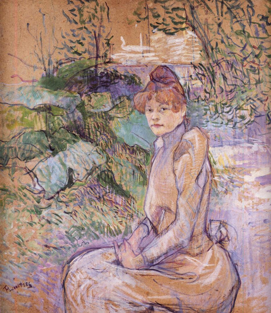 Woman in Monsieur Forest s Garden (1891) Henri de Toulouse-Lautrec tablo - Dekolata