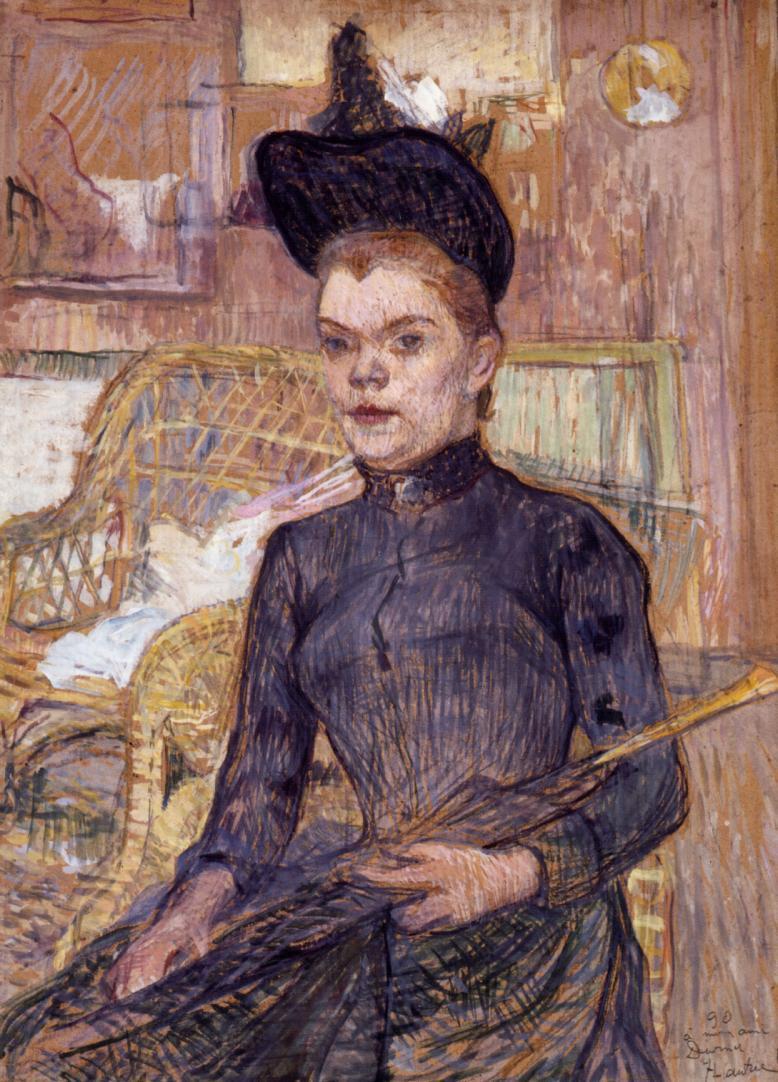 Woman in a Black Hat, Berthe la Sourde (1890) – Henri de Toulouse-Lautrec Tablo