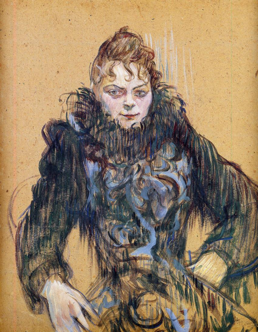 Woman with a Black Boa (1892) Henri de Toulouse-Lautrec tablo - Dekolata
