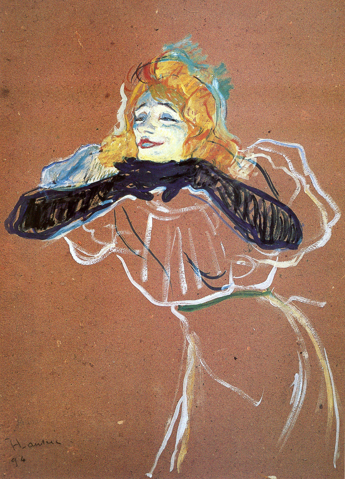 Yvette Guibert singing (1894) Henri de Toulouse-Lautrec tablo - Dekolata