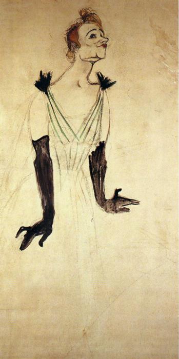 Yvette Guilbert Taking a Curtain Call (1894) Henri de Toulouse-Lautrec tablo - Dekolata
