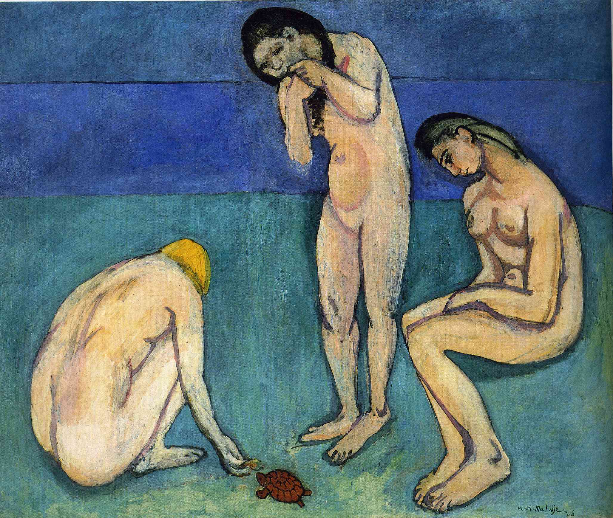 Bathers with a Turtle (1908) Henri Matisse tablo - Dekolata