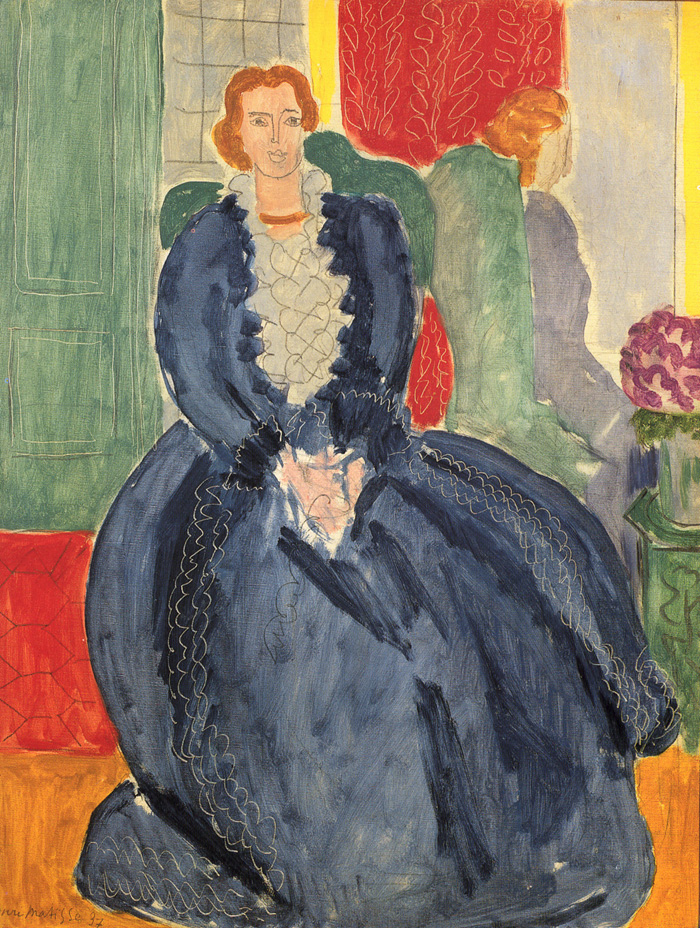 Blue Dress Reflected in a Mirror (1937) Henri Matisse tablo - Dekolata