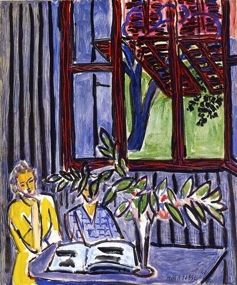 Blue Interior with Two Girls (1947) Henri Matisse tablo - Dekolata