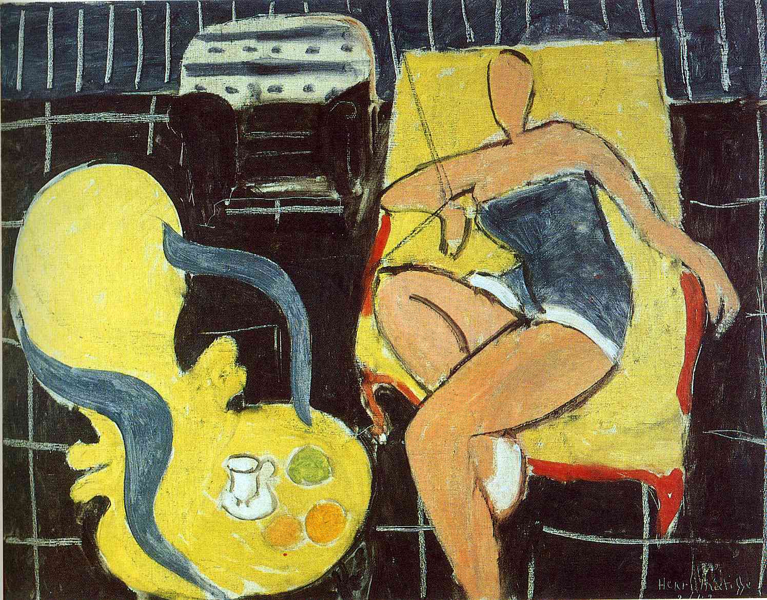 Dancer and Rocaille Armchair on a Black Background (1942) Henri Matisse tablo - Dekolata