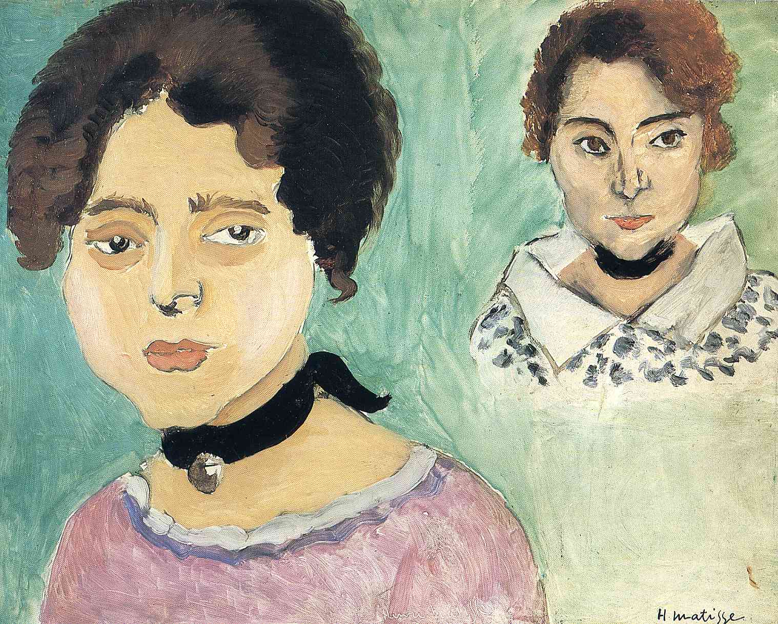 Double Portrait of Marguerite on Green Background (1919) – Henri Matisse Tablo