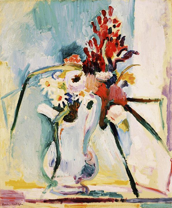 Flowers in a Pitcher (1908) Henri Matisse tablo - Dekolata