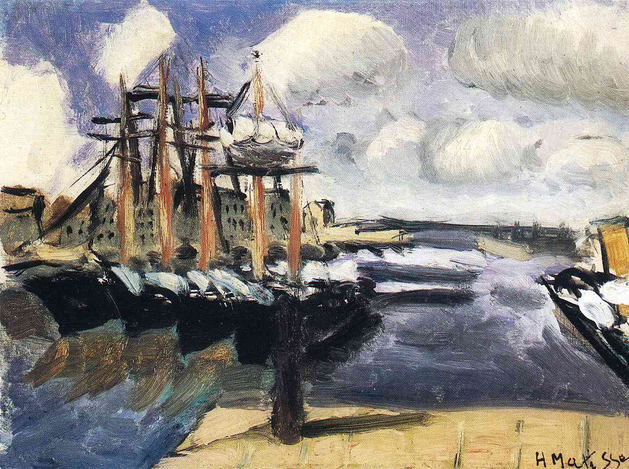 Four Boats Side by Side in the Marseilles Harbor (1916) Henri Matisse tablo - Dekolata