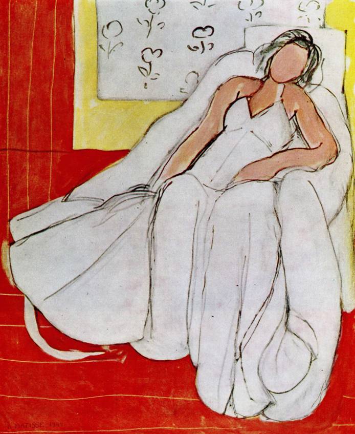 Girl with White Robe on Red Background (1944) Henri Matisse tablo - Dekolata