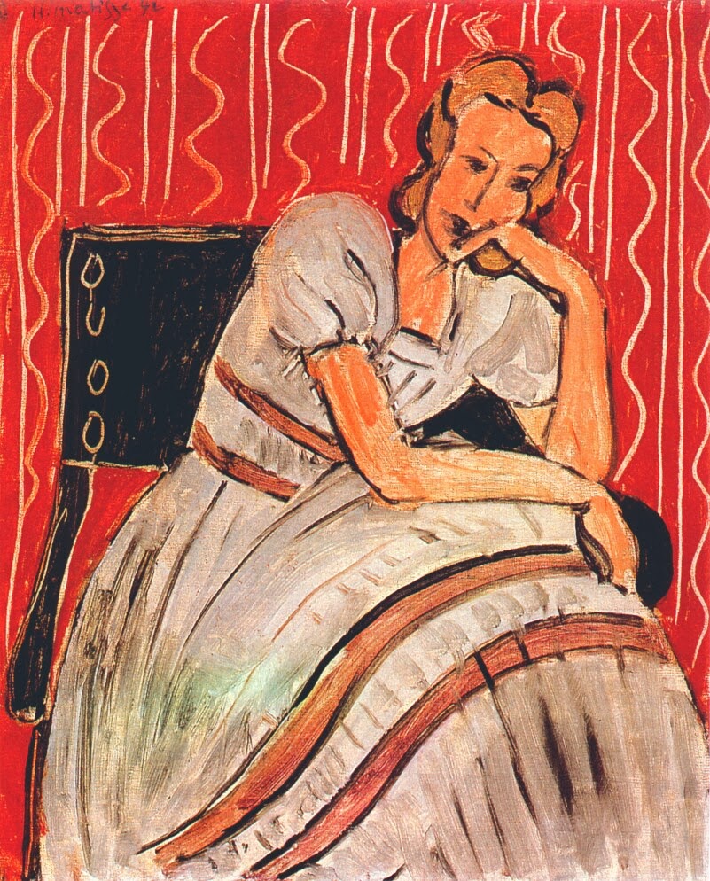 Gray Dress with Violet Stripes (1942) Henri Matisse tablo - Dekolata