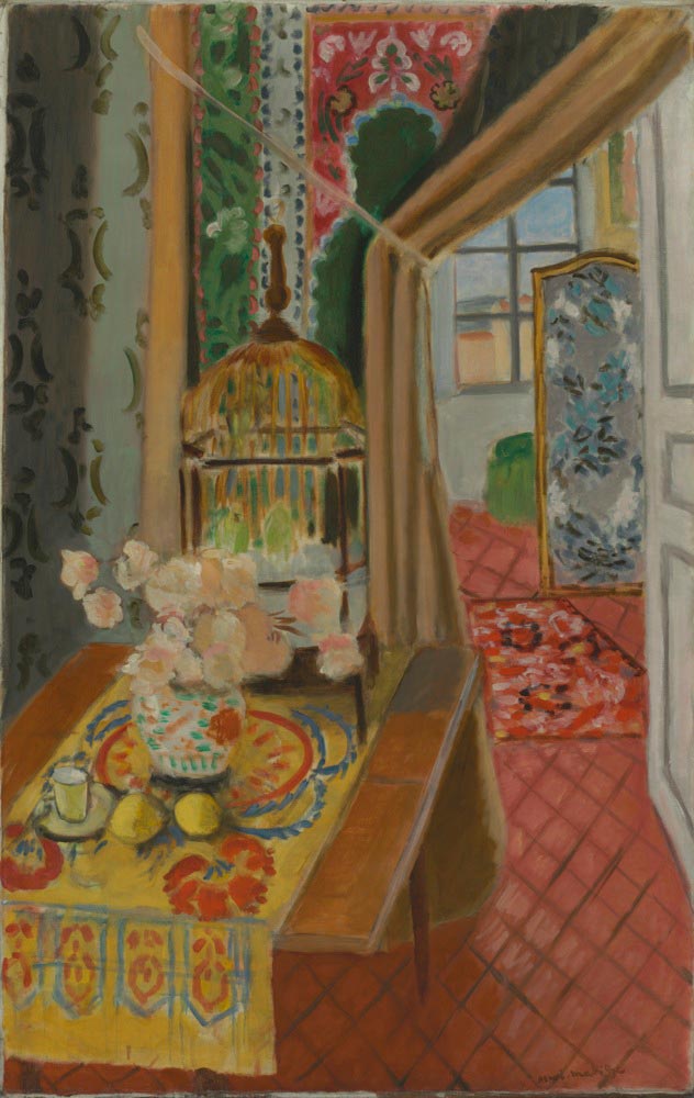 Interior, Flowers and Parakeets (1924) Henri Matisse tablo - Dekolata