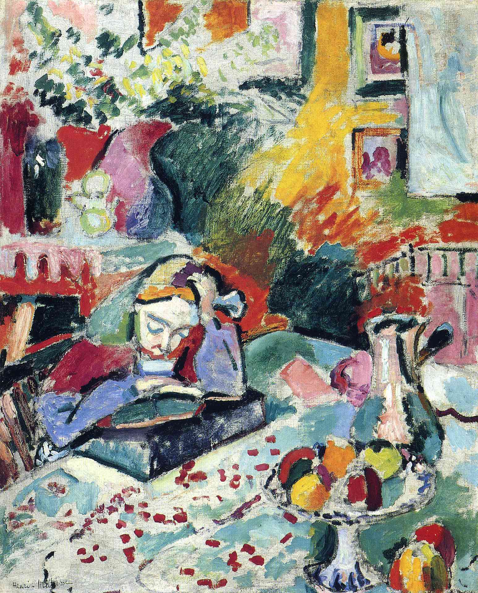 Interior with a Girl Reading (1905) Henri Matisse tablo - Dekolata