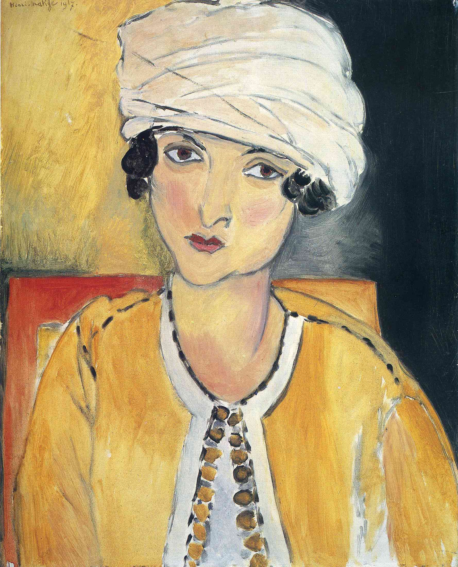 Lorette with Turban and Yellow Vest (1917) Henri Matisse tablo - Dekolata