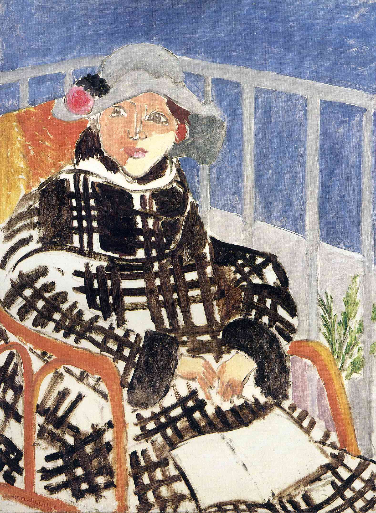 Mlle Matisse in a Scotch Plaid Coat (1918) Henri Matisse tablo - Dekolata