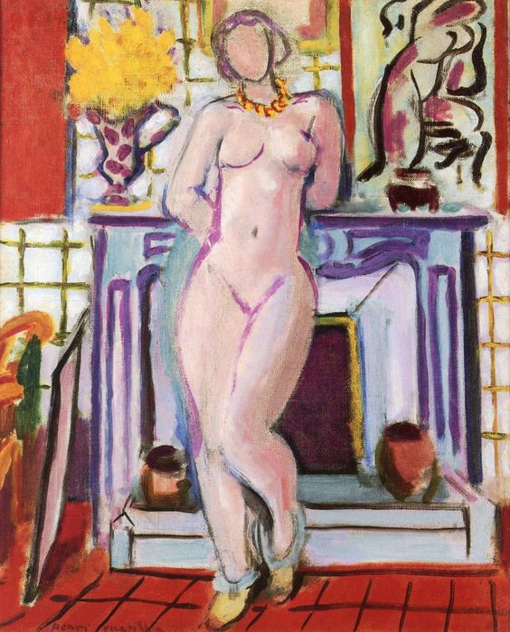 Nude Standing in Front of the Fireplace (1936) Henri Matisse tablo - Dekolata