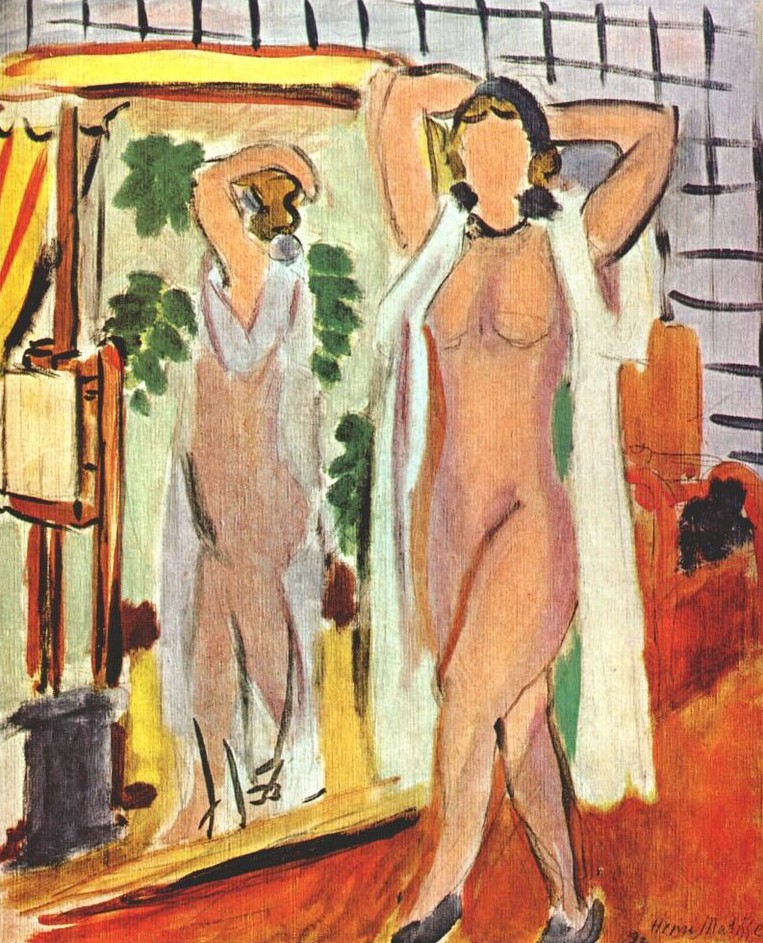 Nude in White Peignoir Standing by Mirror (1937) Henri Matisse tablo - Dekolata