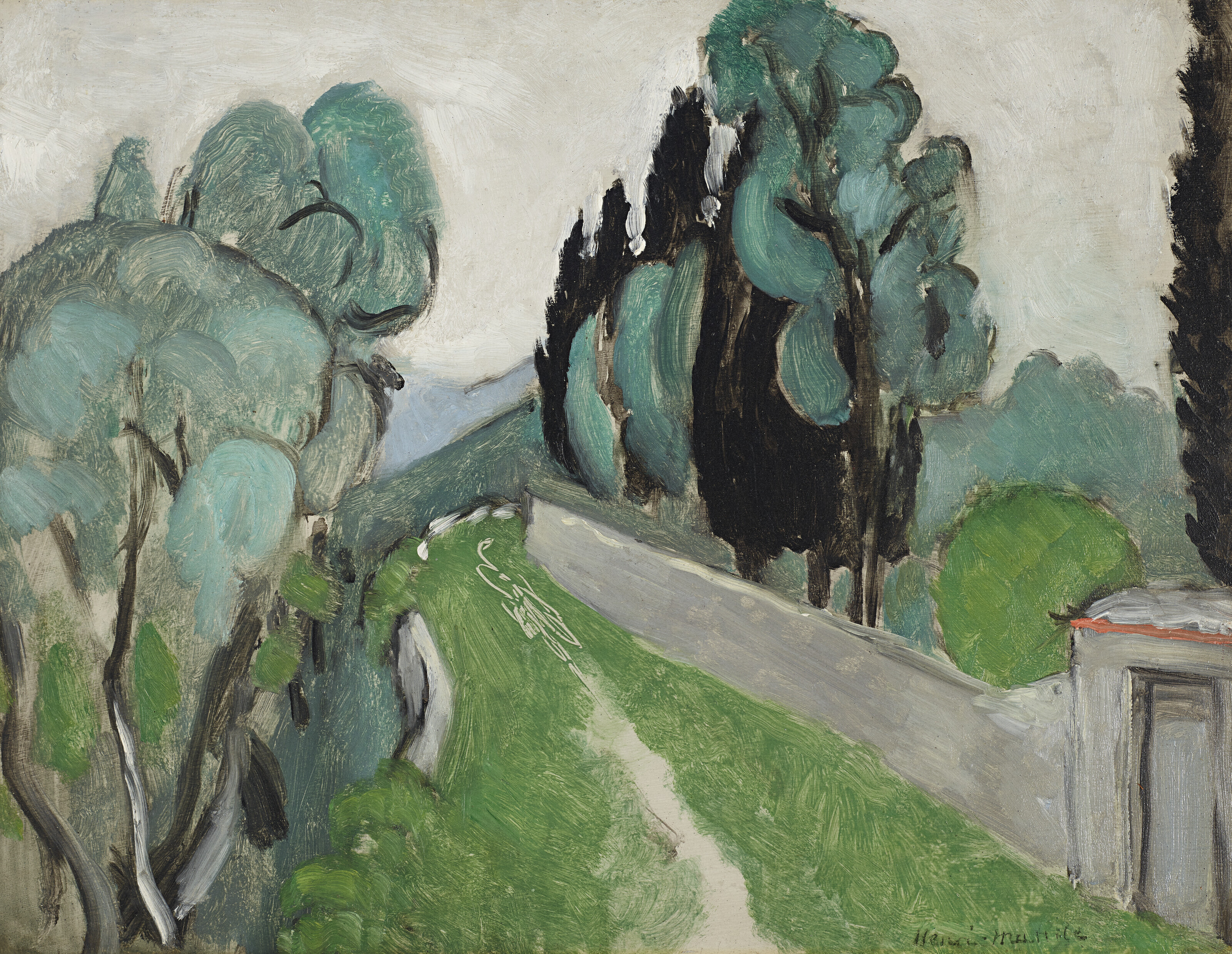 Paysage Avec Cypres Et Oliviers Aux Environs De Nice (1918) Henri Matisse tablo - Dekolata
