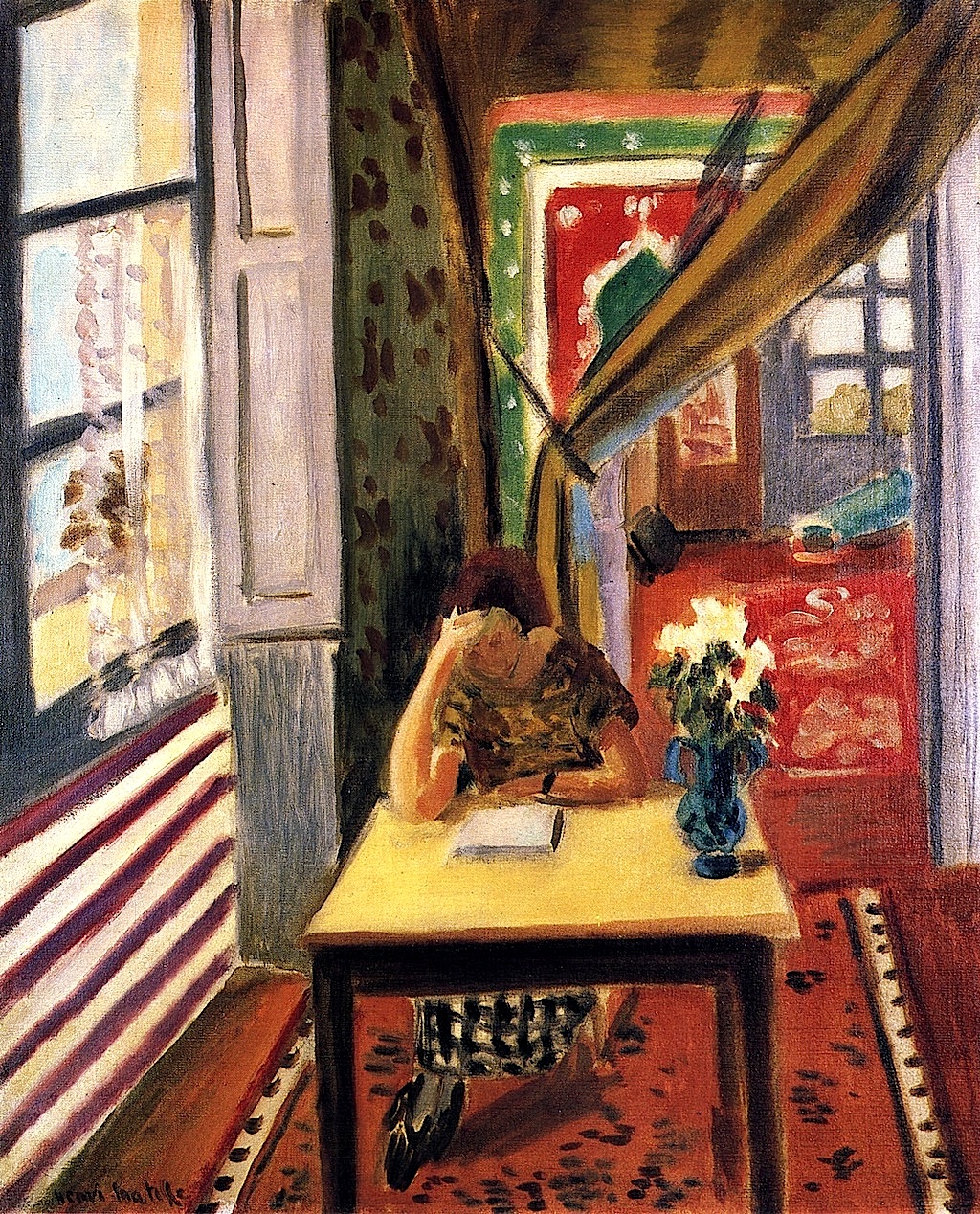 Reader Leaning Her Elbow on the Table (1923) Henri Matisse tablo - Dekolata