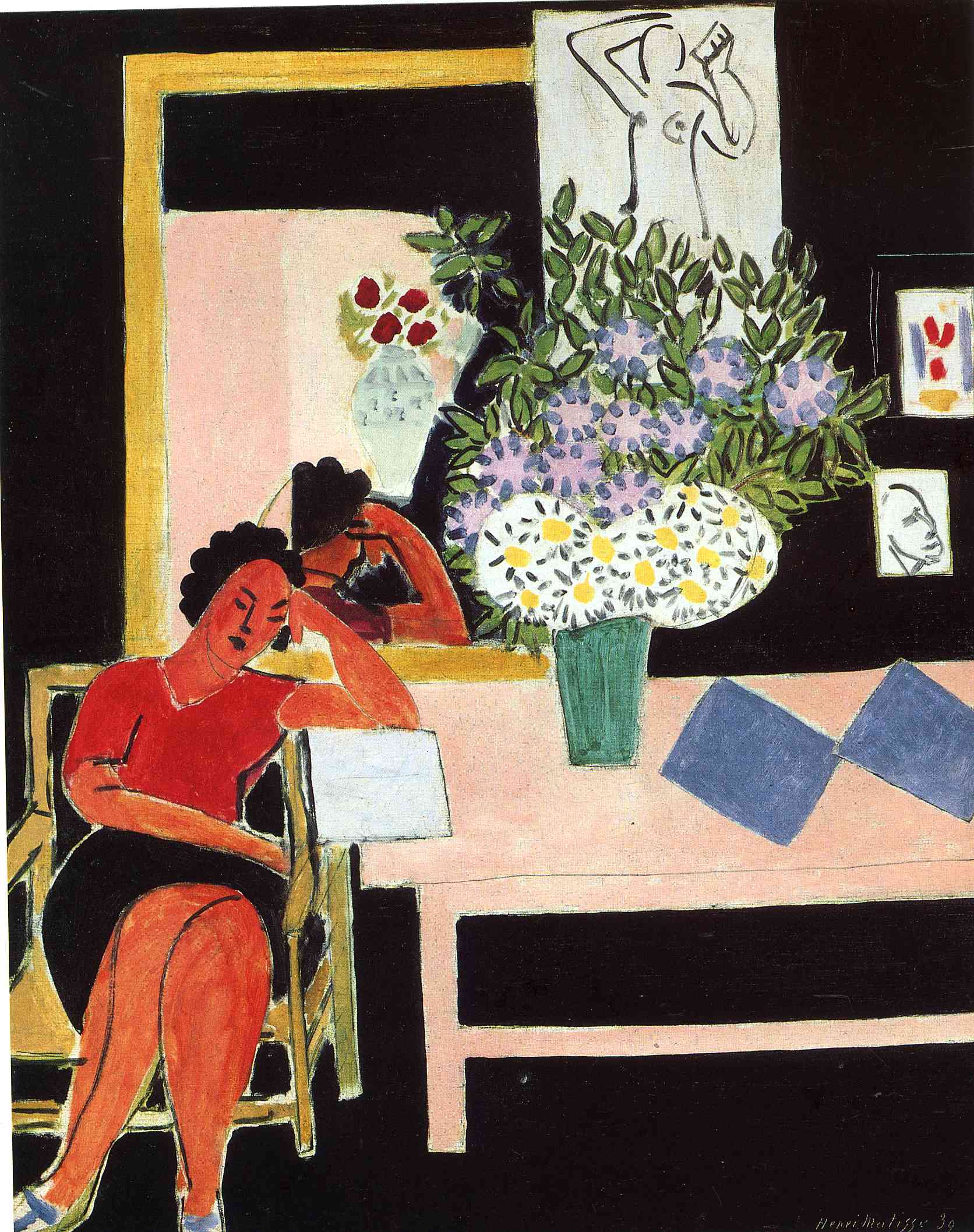 Reader on a Black Background (1939) – Henri Matisse Tablo