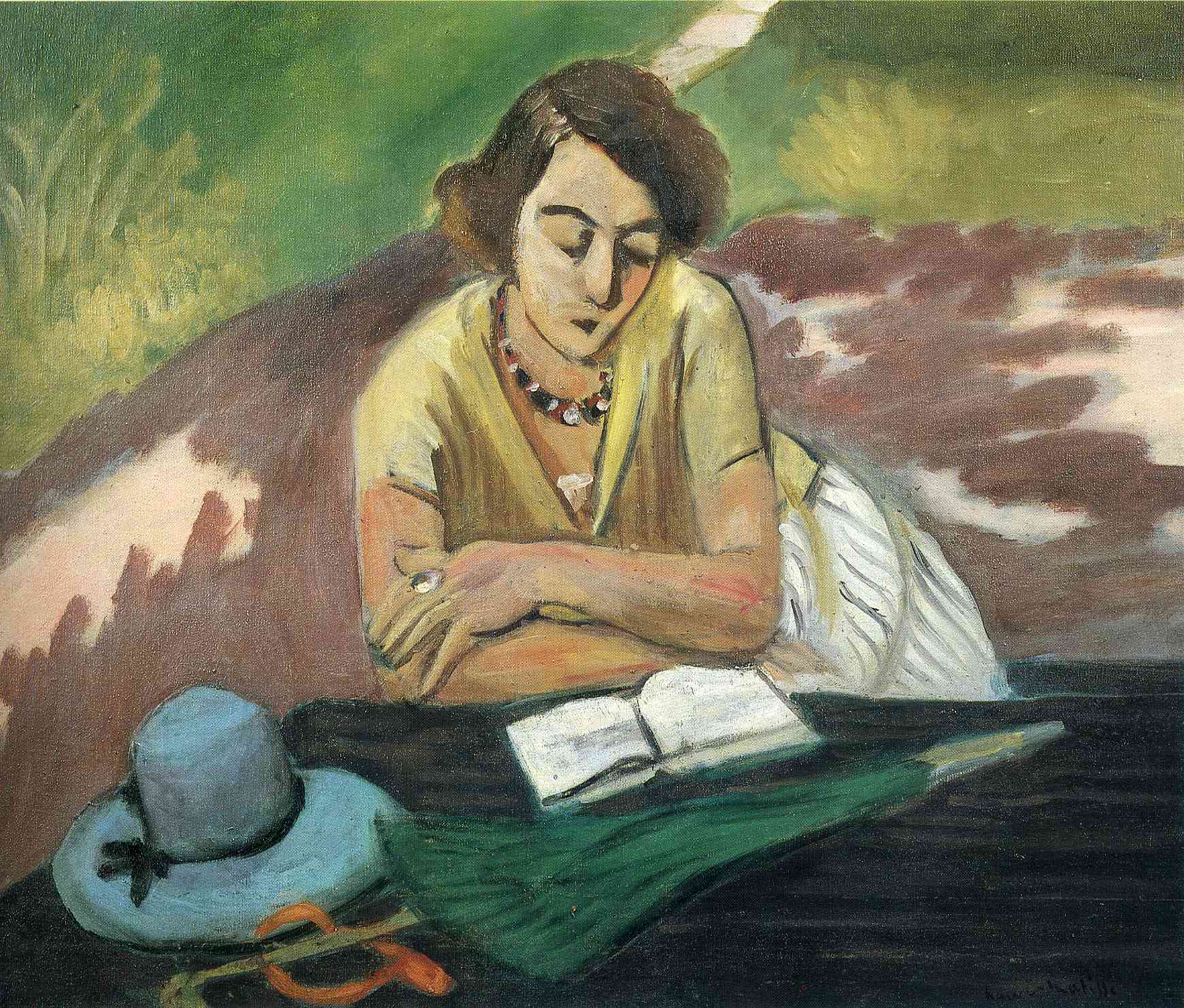 Reading Woman with Parasol (1921) Henri Matisse tablo - Dekolata