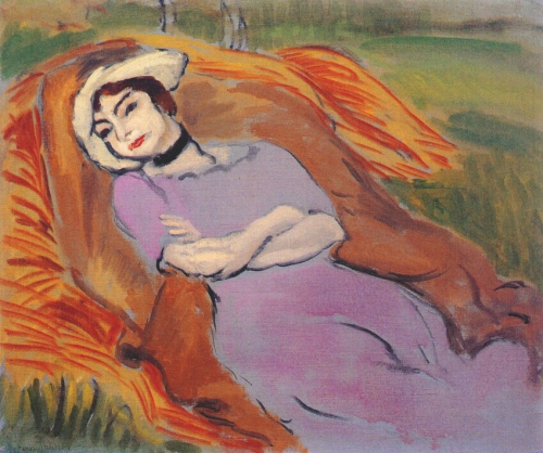 Reclining Woman in a Landscape (Marguerite) (1918) – Henri Matisse Tablo