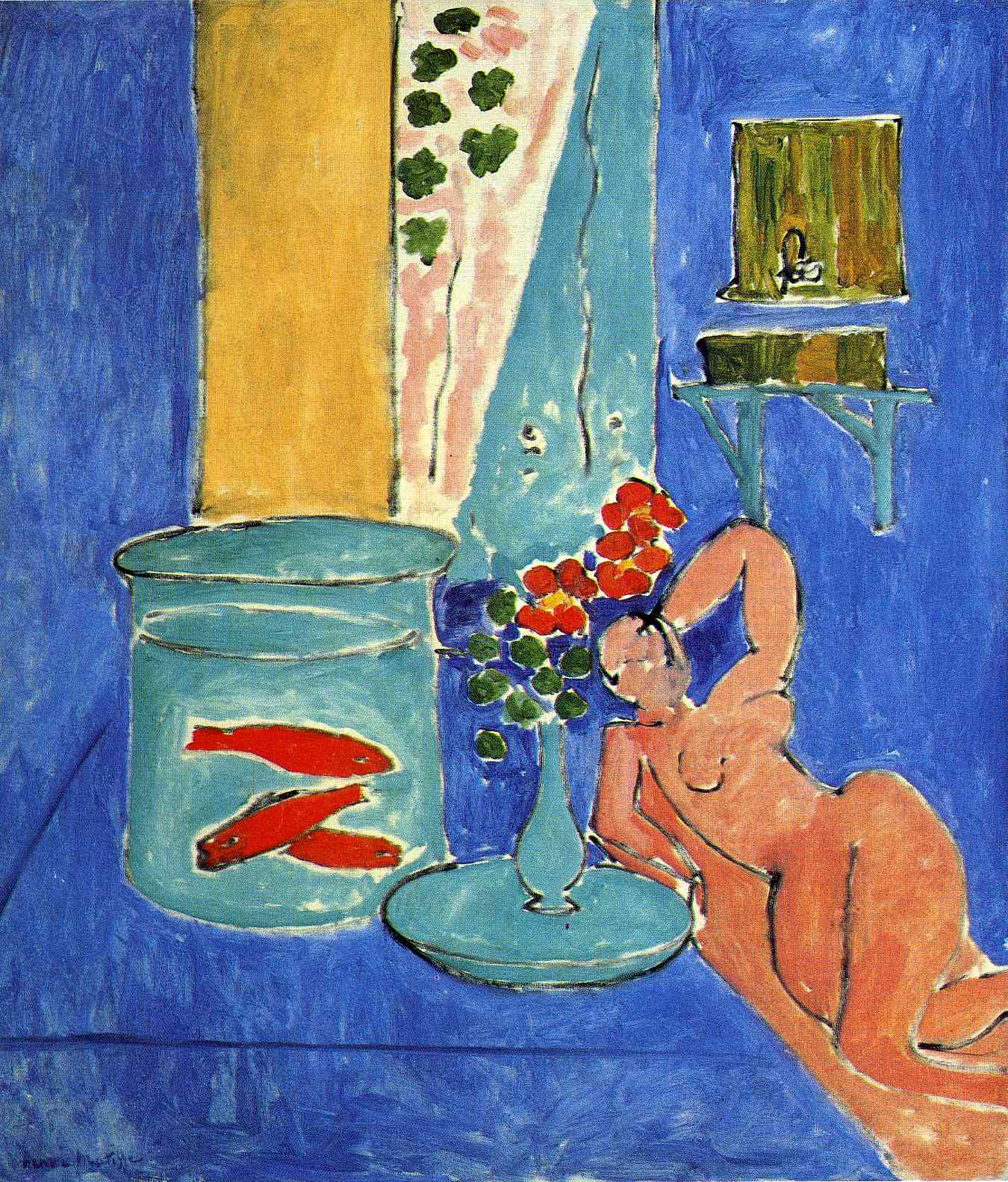 Red Fish and a Sculpture (1911) Henri Matisse tablo - Dekolata