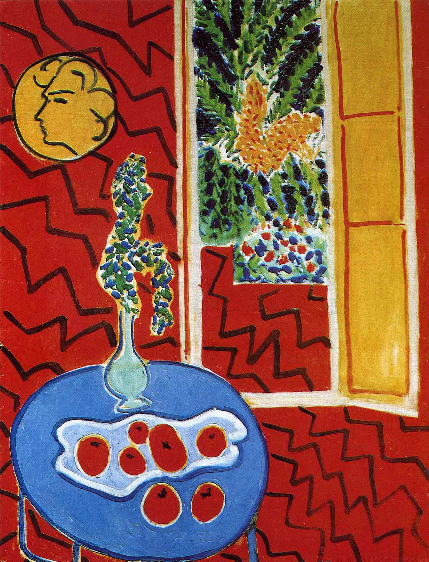 Red Interior. Still Life on a Blue Table (1947) Henri Matisse tablo - Dekolata