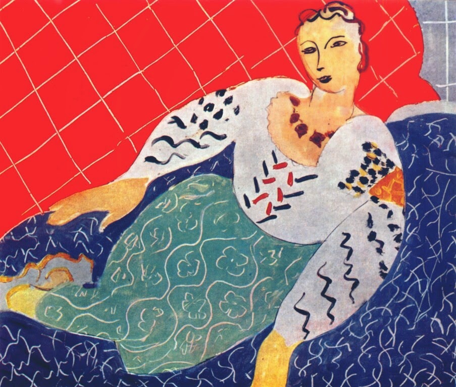 Romanian Blouse, Red and Blue Background (1940) Henri Matisse tablo - Dekolata