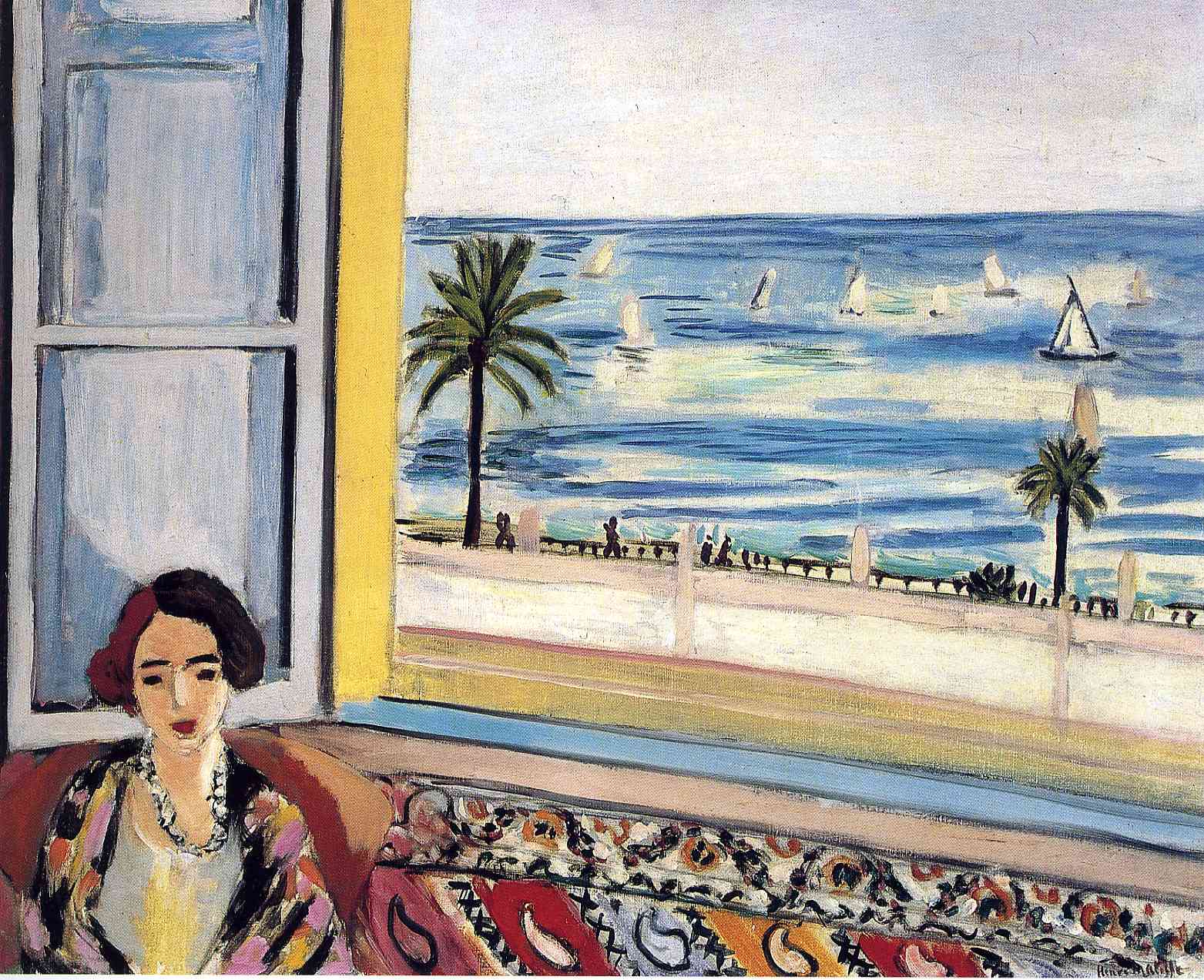 Seated Woman, Back Turned to the Open Window (1922) – Henri Matisse Tablo