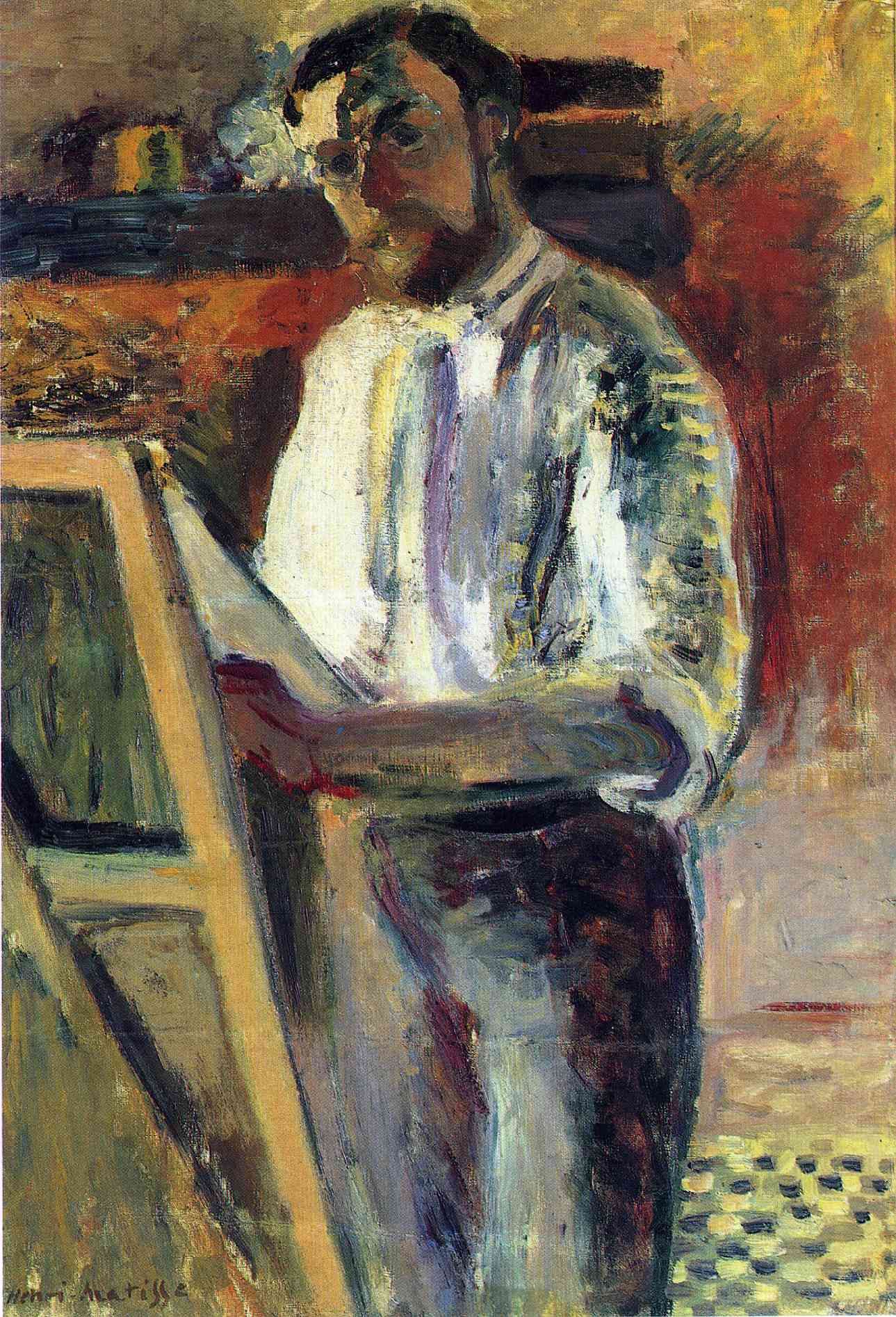 Self Portrait in Shirtsleeves (1900) – Henri Matisse Tablo